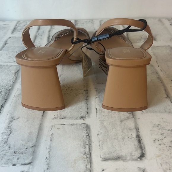NWT Zara Block Heel Vinyl Toe Slingbacks - Picture 4 of 9